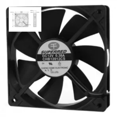 Ventola di raffreddamento di CC di 120X120X25 12V con filo di piombo AWG26 ed opzione di uscita del segnale